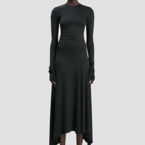 LONG SLEEVE MIDI DRESS IN BLACK
