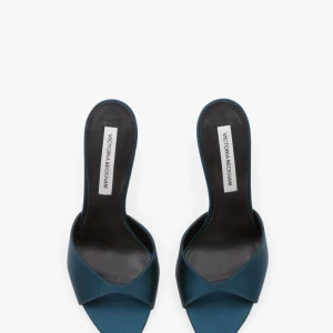 HARLOW OPEN TOE MULE IN TEAL BLUE