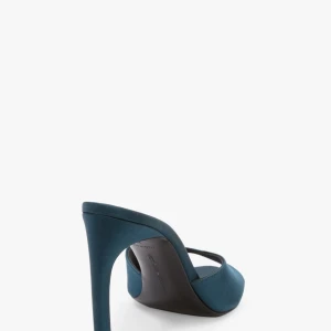 HARLOW OPEN TOE MULE IN TEAL BLUE