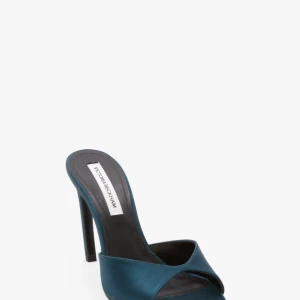 HARLOW OPEN TOE MULE IN TEAL BLUE