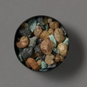 SMALL FLAT POT POURRI GREEN+AMBER12X5(LILI NEROLI)