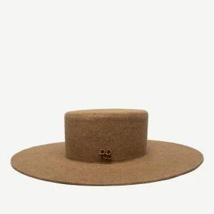 RUSLAN BAGINSKIY MONOGRAM-EMBELLISHED CANOTIER HAT IN BEIGE