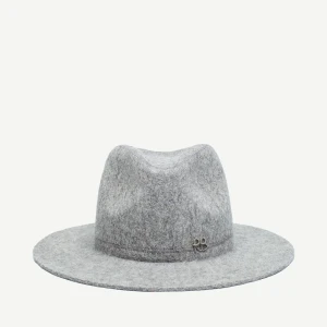 RUSLAN BAGINSKIY LOGO-EMBELLISHED FEDORA HAT IN GREY
