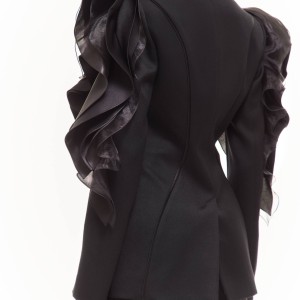 RUFFLED JACKET WITH PANTS IN BLACK