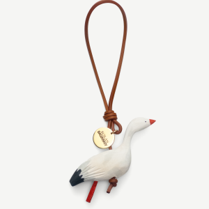 BAG CHARM: STORK IN WHITE/GREY/BROWN