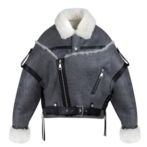 VINTAGE OVERSIZED JACKET IN SHEARLING IN GREY