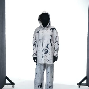 HOODIE “BLACK AND WHITE MELANGE”