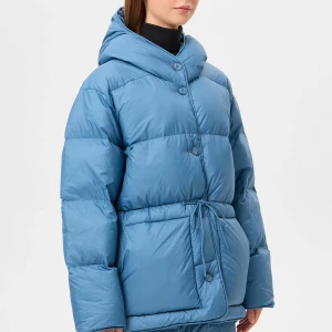 HOODED PUFFER JACKET STONE BLUE 