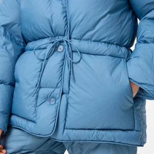 HOODED PUFFER JACKET STONE BLUE 