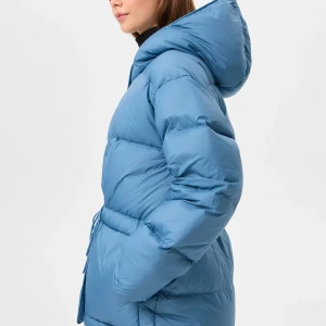 HOODED PUFFER JACKET STONE BLUE 