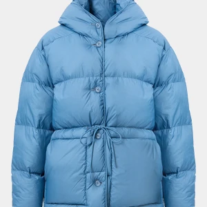 HOODED PUFFER JACKET STONE BLUE 