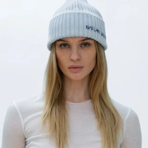 BEANIE HAT CREAM/BLUE 