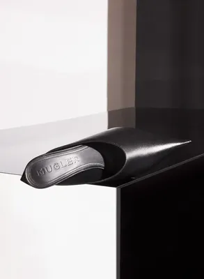 BLACK LEATHER FANG 55 MULES