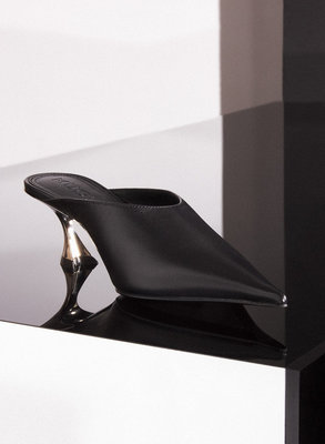 BLACK LEATHER FANG 55 MULES