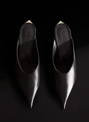 BLACK LEATHER FANG 55 MULES