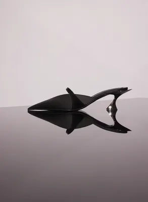 BLACK SATIN FANG 55 BUCKET MULES 