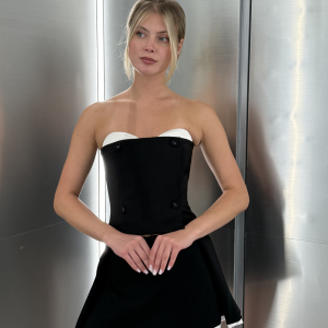 BLACK  WOOL MINI CORSET