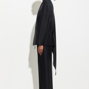 BLAZER WITH DRAPED SCARF & BELT BLACK