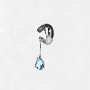 BLOWN DROP EAR CUFF - SKY TOPAZ IN SILVER