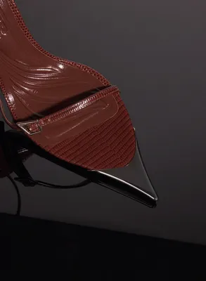 BROWN LIZARD EMBOSSED LEATHER FANG 95 SANDALS 