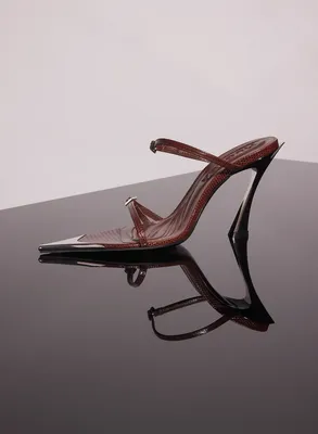 BROWN LIZARD EMBOSSED LEATHER FANG 95 SANDALS 