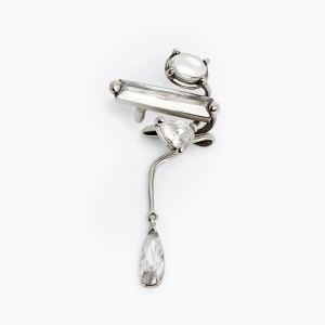 CLEAR MIXED HYBRID MINI DROP  EAR CUFF IN SILVER