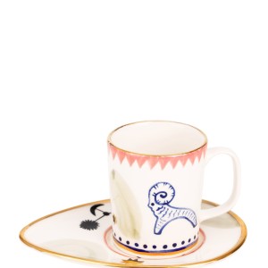 SET OF 2 COFFEE MUGS AND SAUCERS VESNA MULTI