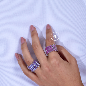 CRYSTALLISED ARMOUR RING - PINK - IN SILVER