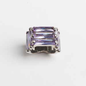 CRYSTALLISED AMOUR RING - PURPLE - IN SILVER