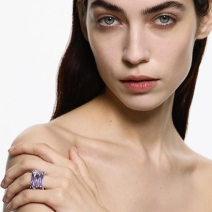 CRYSTALLISED AMOUR RING - PURPLE - IN SILVER