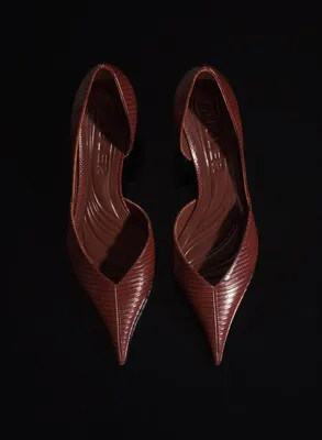 DARK BROWN LEATHER FANG 55 PUMP