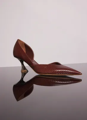 DARK BROWN LEATHER FANG 55 PUMP