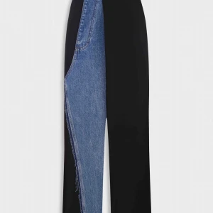 DECONSTRUCTED PANTS WITH DENIM PANEL IN BLACK/NAVY BLUE