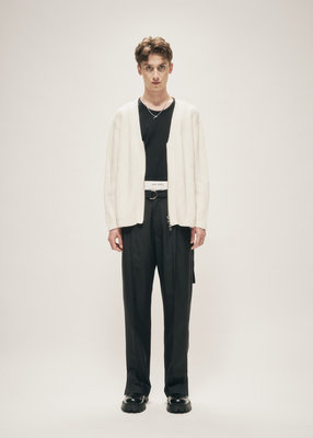 DISTRESSED KNIT ZIP CARDIGAN ECRU