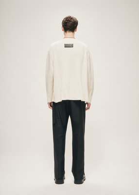 DISTRESSED KNIT ZIP CARDIGAN ECRU