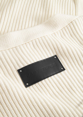 DISTRESSED KNIT ZIP CARDIGAN ECRU