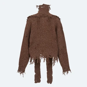 DISTRESSED SWEATER IN BROWN 