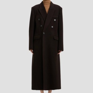 DOUBLE FACED OVERCOAT IN DARK CHOCOLATE 