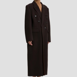 DOUBLE FACED OVERCOAT IN DARK CHOCOLATE 