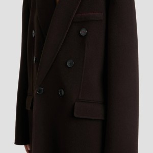 DOUBLE FACED OVERCOAT IN DARK CHOCOLATE 