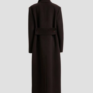 DOUBLE FACED OVERCOAT IN DARK CHOCOLATE 