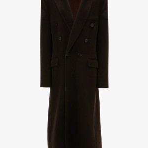 DOUBLE FACED OVERCOAT IN DARK CHOCOLATE 