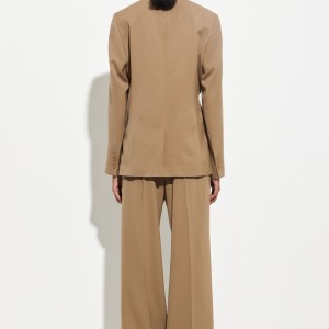 BLAZER WITH DRAPED SCARF & BELT ALMOND