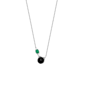DRIP NECKLACE BLK ONYX/LAB EMERALD - RH