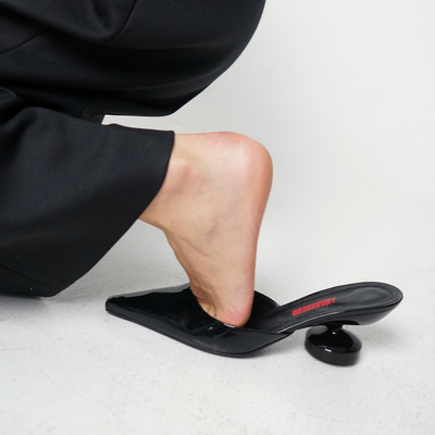 GEORGIA BLACK LEATHER MULES 