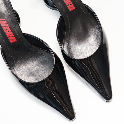 GEORGIA BLACK LEATHER MULES 