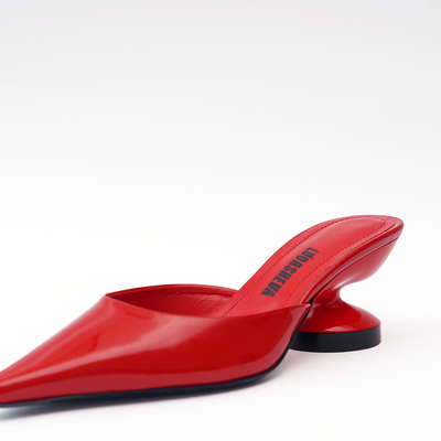 GIORGIA RED LEATHER MULES 
