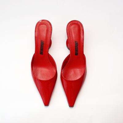 GIORGIA RED LEATHER MULES 