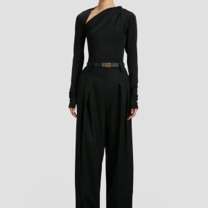 HIGH WAIST CINCH TROUSER IN BLACK 
