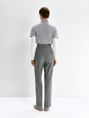 HIGH-WAISTED TROUSERS IN LIGHT GREY MELANGE